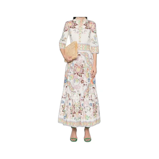 Floral-Printed Short-Sleeved Maxi Dress