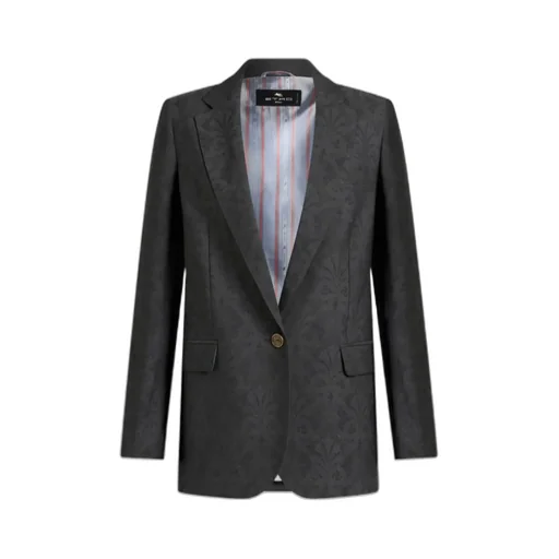 Pattern-Jacquard Single-Breasted Tailored Blazer
