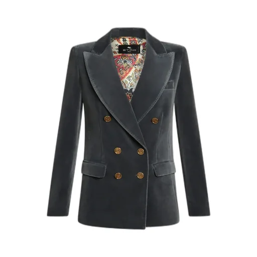 Double-Breasted Velvet Blazer