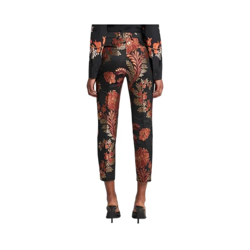 Floral-Jacquard Tapered-Leg Trousers