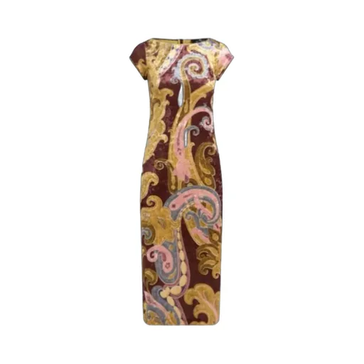 Paisley Printed Chenille Midi Dress