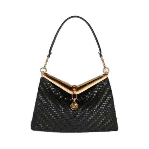 Medium Woven Vela Shoulder Bag
