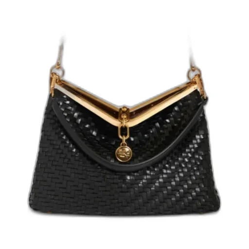 Medium Woven Vela Shoulder Bag