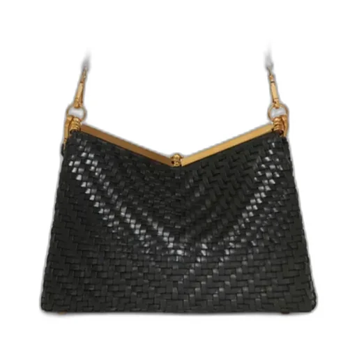 Medium Woven Vela Shoulder Bag