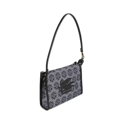 Logo Embroidered Denim Shoulder Bag