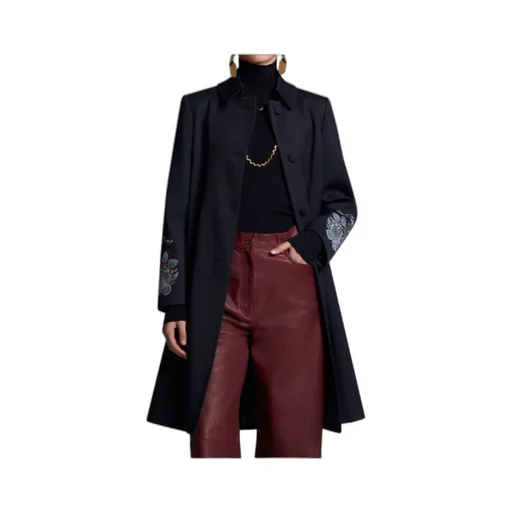 Gabardine Coat With Embroidery