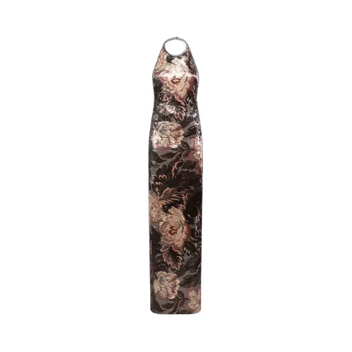 Floral Foliage Printed Chenille Dress