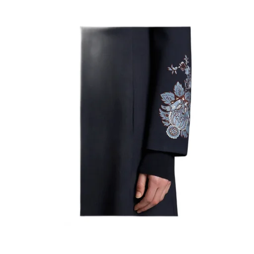 Gabardine Coat With Embroidery