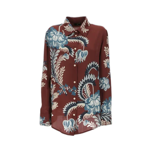 Floral-Printed Curved Hem Shirt