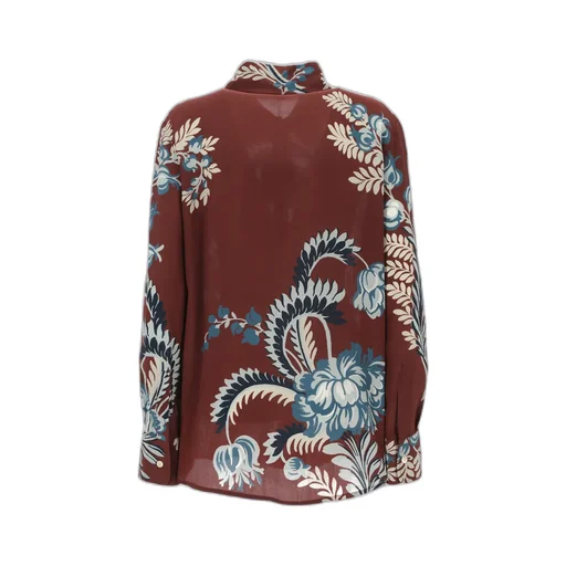 Floral-Printed Curved Hem Shirt