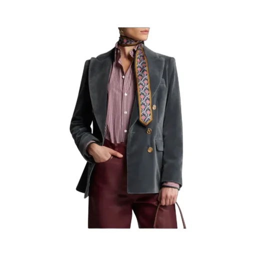 Double-Breasted Velvet Blazer