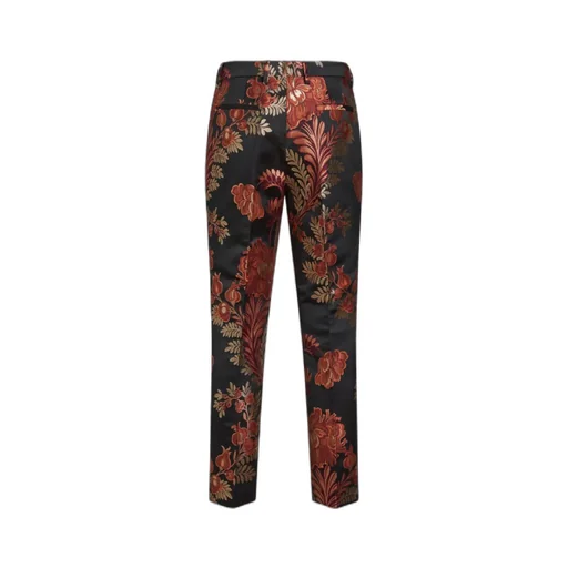 Floral-Jacquard Tapered-Leg Trousers