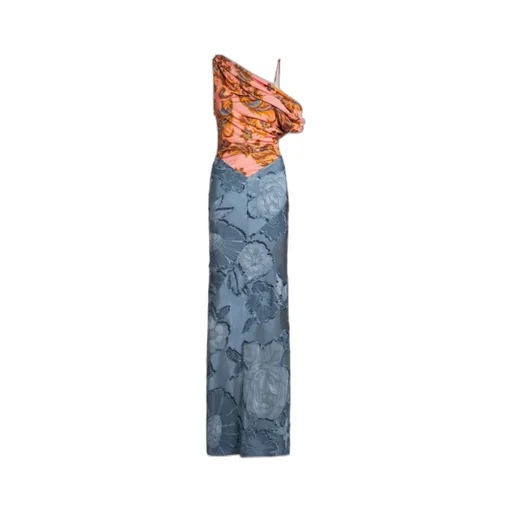 Jersey And Jacquard One-Shoulder Dress