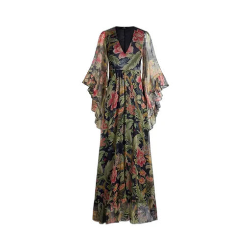 Floral Printed Kimono-Sleeved Maxi Dress