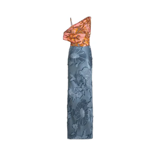 Jersey And Jacquard One-Shoulder Dress