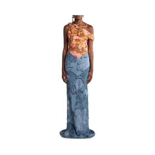 Jersey And Jacquard One-Shoulder Dress