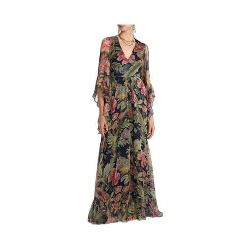 Floral Printed Kimono-Sleeved Maxi Dress