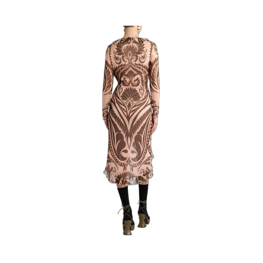 Graphic-Printed Ruffled Detailed Midi Dress