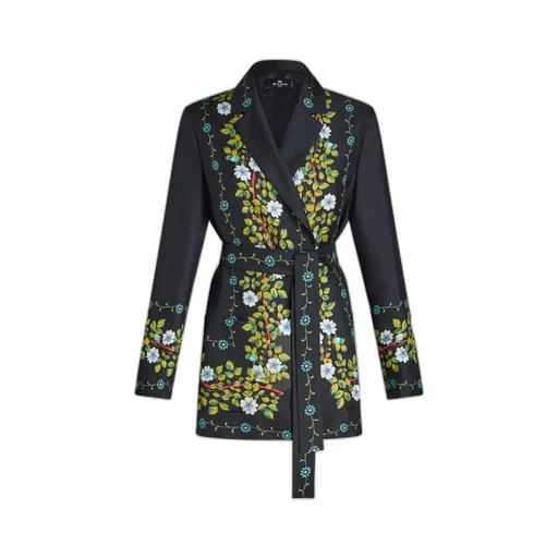 Floral Printed Belted Waist Jacket
