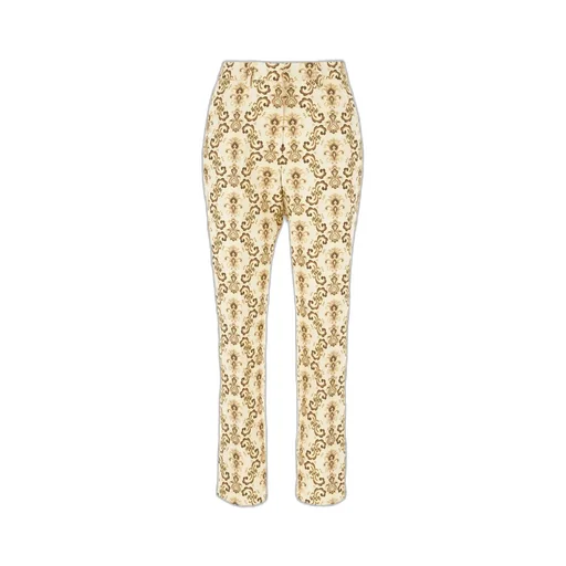 Floral-Brocade Straight Leg Cropped Trousers