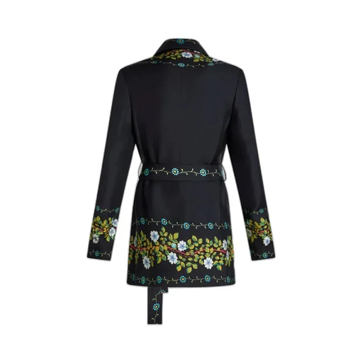 Floral Printed Belted Waist Jacket