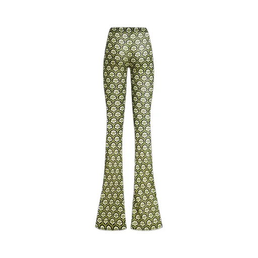 Floral-Printed Mid-Rise Flared Trousers