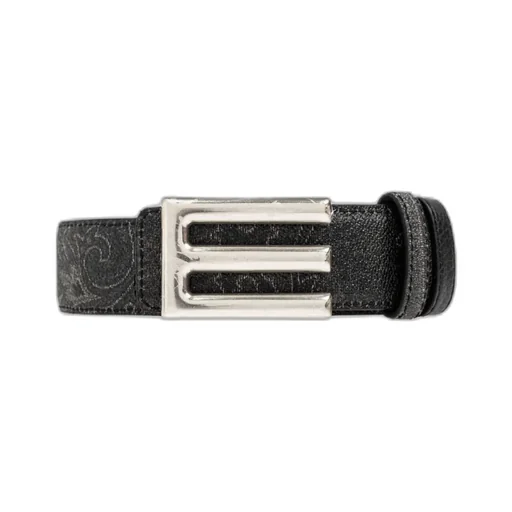 Logo Buckled Paisley Print Reversible Belt