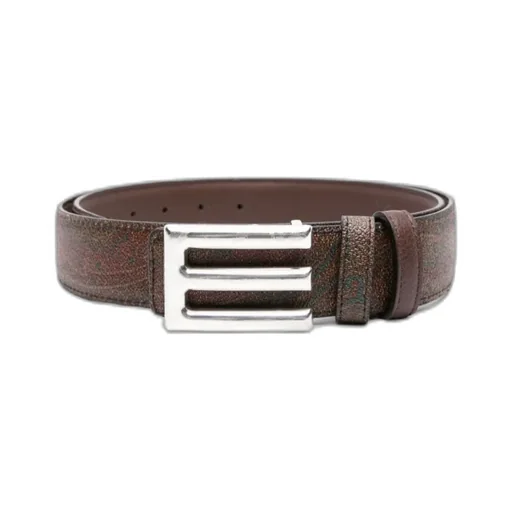 Logo Buckled Paisley Print Reversible Belt