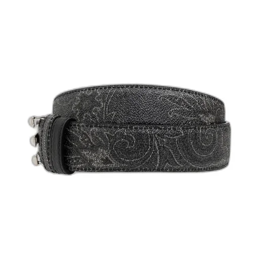 Logo Buckled Paisley Print Reversible Belt