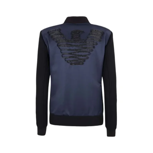 Navy Blue Spliced Casual Jacket