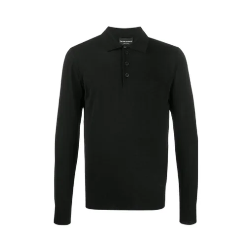 Long-Sleeved Knitted Polo Shirt