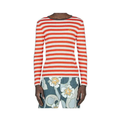 Logo Embroidered Striped Crewneck Jumper