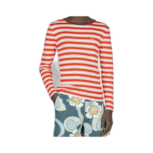 Logo Embroidered Striped Crewneck Jumper