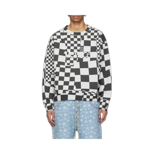 Checkerboard Crew Neck Sweater