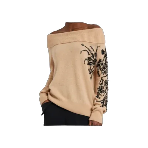 Sequin-Embellished Boat-Neck Sweater