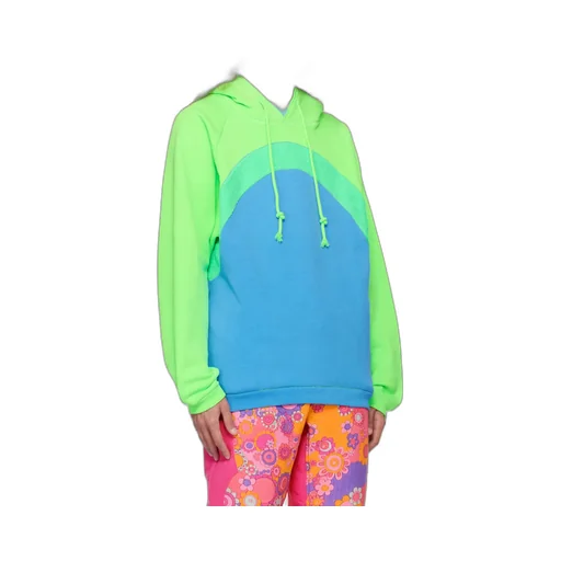 Rainbow Knit-Panelled Drawstring Hoodie