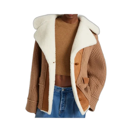 Shearling Panelled-Knit Jacket