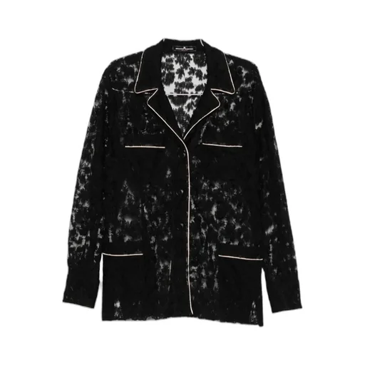 Lace-Panelled Button-Up Shirt