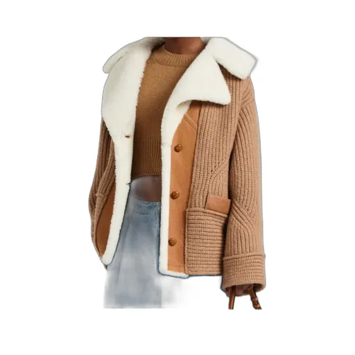 Shearling Panelled-Knit Jacket
