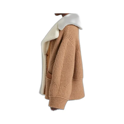 Shearling Panelled-Knit Jacket