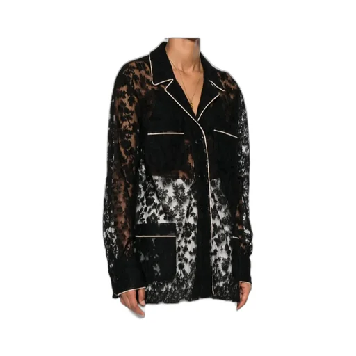 Lace-Panelled Button-Up Shirt
