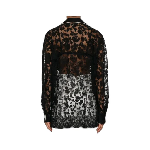 Lace-Panelled Button-Up Shirt