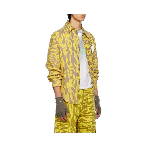 Flame-Print Canvas Shirt