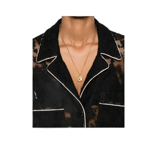 Lace-Panelled Button-Up Shirt
