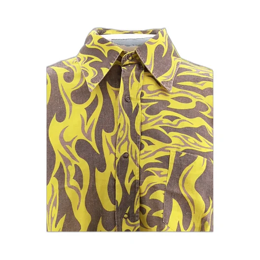Flame-Print Canvas Shirt
