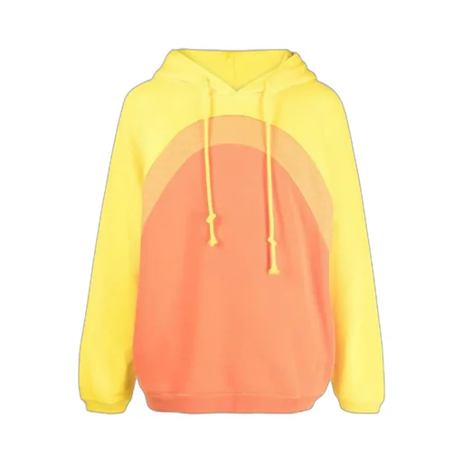 Rainbow Knit-Panelled Drawstring Hoodie