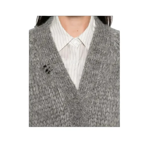 Button-Embellished Knit Cardigan