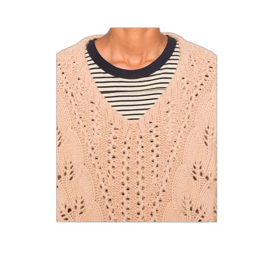 V-Neck Open-Knit Jumper