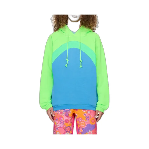 Rainbow Knit-Panelled Drawstring Hoodie