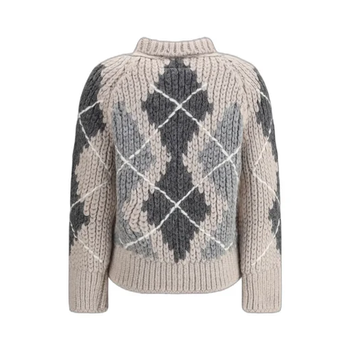 Argyle-Pattern Knitted Cardigan